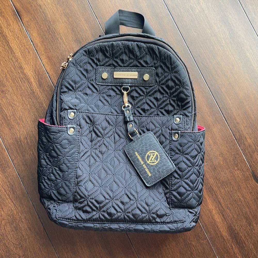 Adrienne Vittadini Black Quilted BackPack